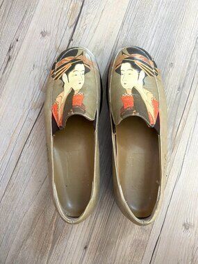 Icon Geisha Print Slip On Loafers Size 7